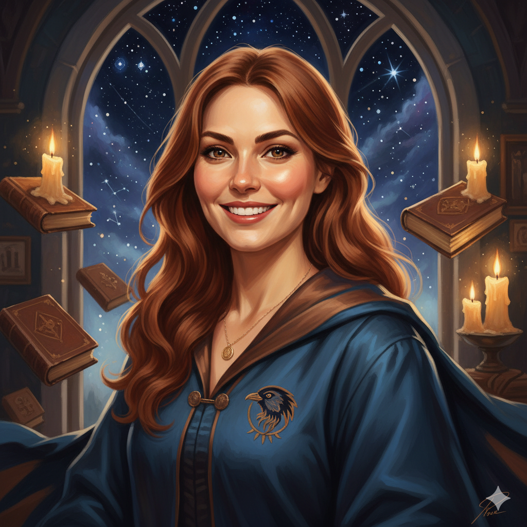 Retrato mágico de Aivlis estilo cuadro de Hogwarts