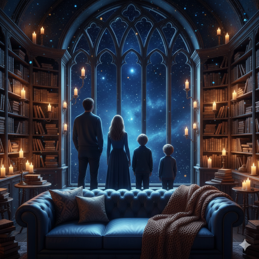 Rincón familiar mágico estilo Ravenclaw